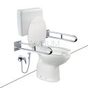 Zestaw WC bidet, deska, poręczami, spłuczka z odpływem poziomym ZES12