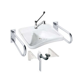 Zestaw umywalki dla niepełnosprawnych z poręczami ZESM1